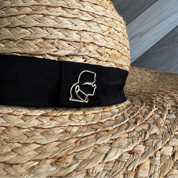 Karl Lagerfeld Women’s Raffia Sun Hat. One Size Fits All | Regular Condition - Picture 6 of 10